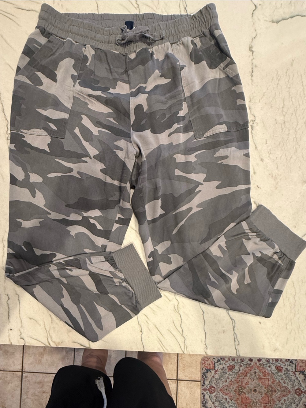 Splendid Gray Camo Joggers XL | 100% Rayon Lounge Pants Elastic Waist - Picture 2 of 16